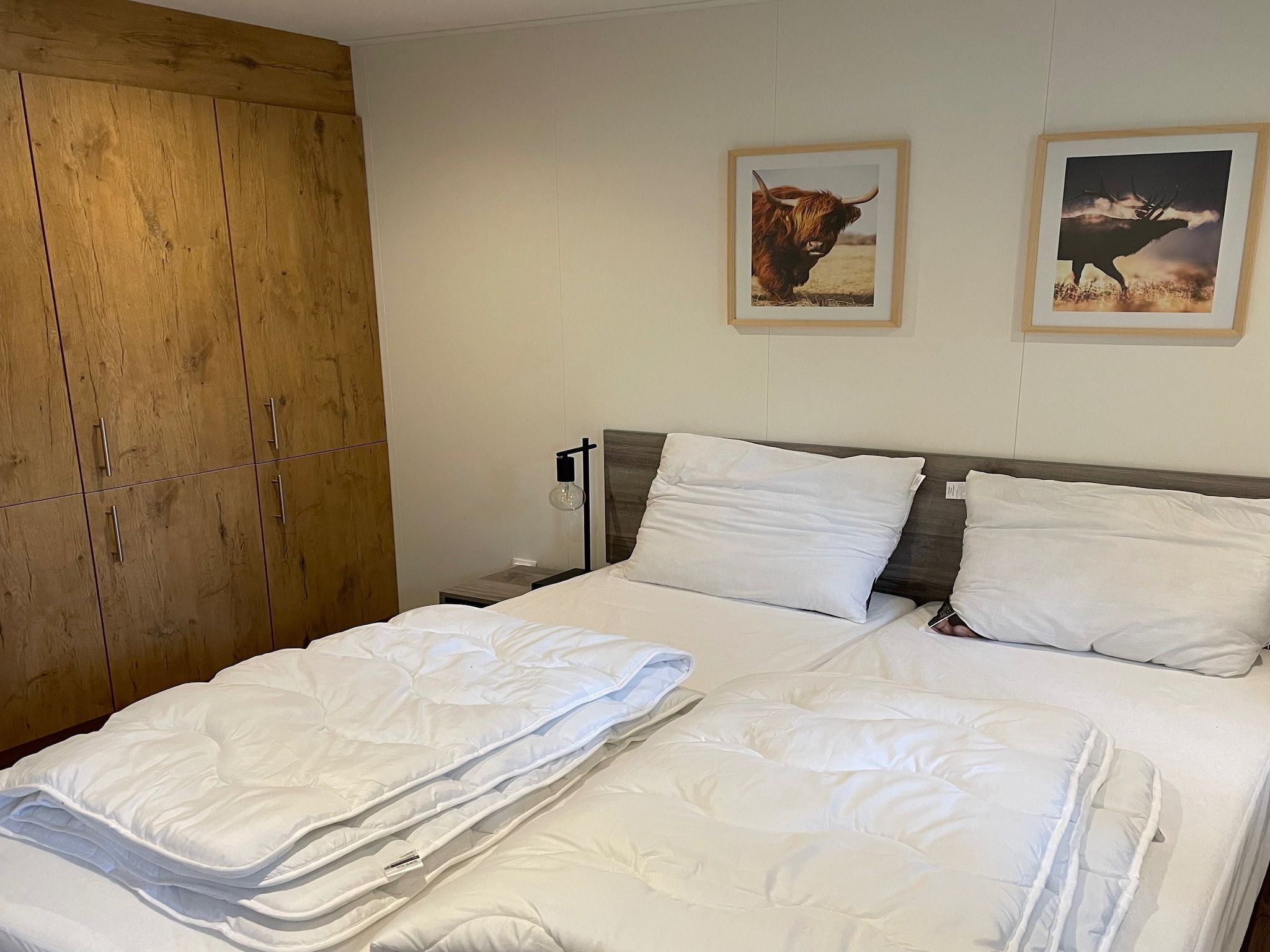 Een slaapkamer van Recreatiepark Rhederlaagse Meren 1 in Lathum