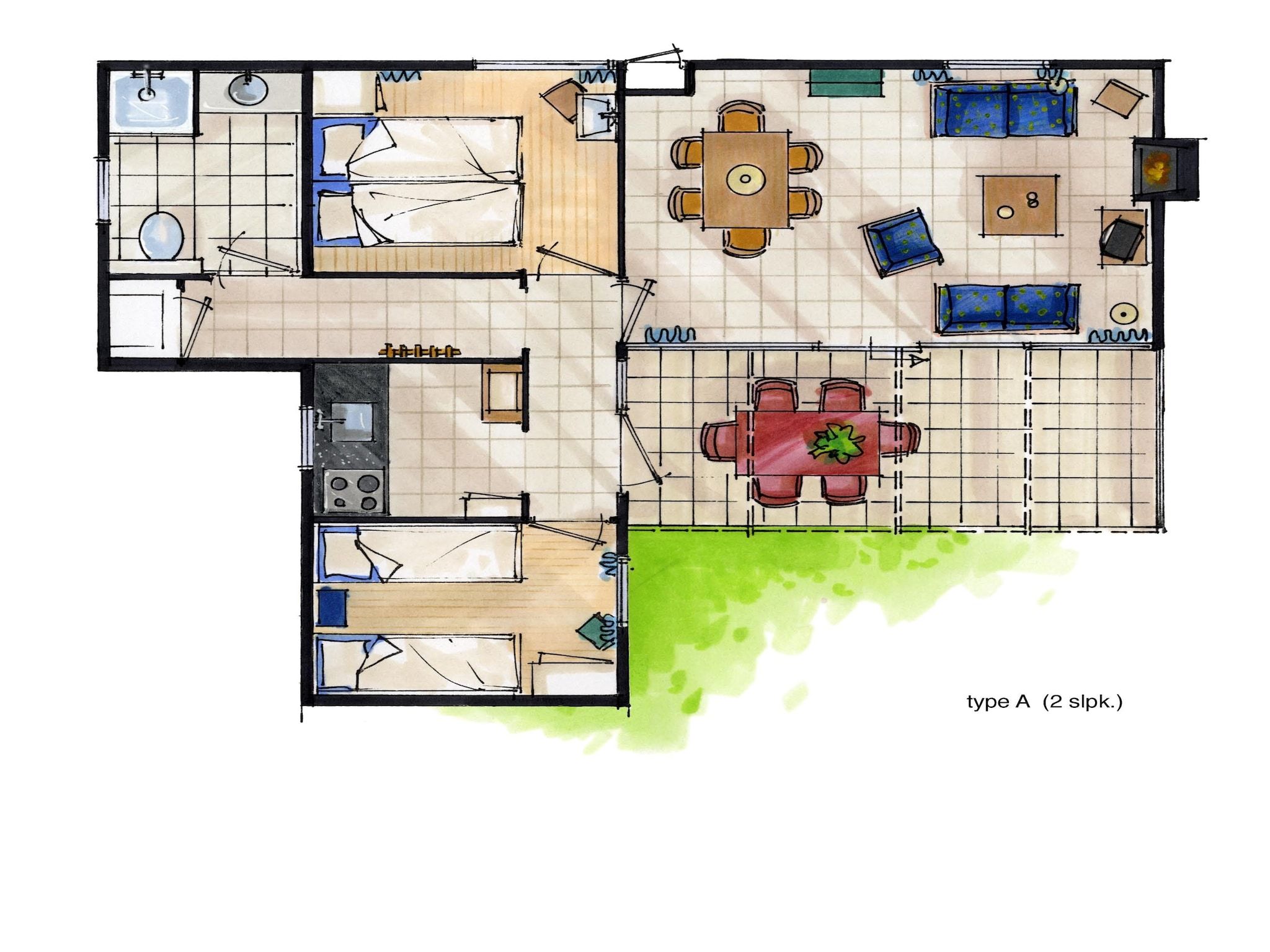 Een slaapkamer van Bungalowpark Campanula 1 in St. Maartenszee