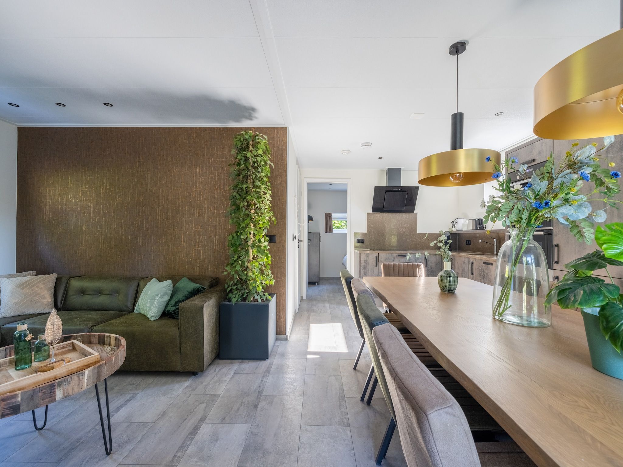 De woonkamer van Vakantiepark De Rimboe & De Woeste Hoogte 38 in Hoenderloo