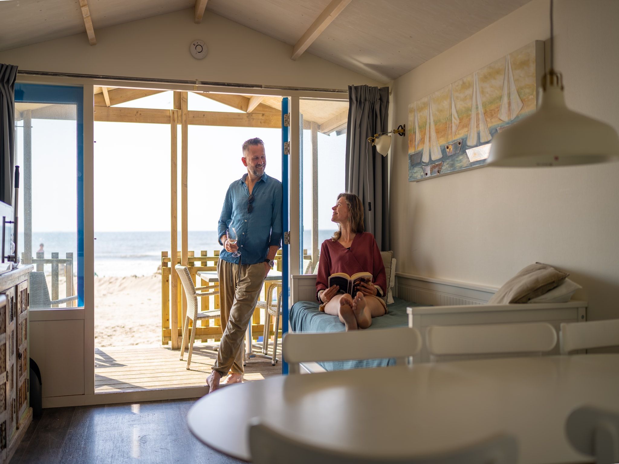 De woonkamer van Resort Beach Houses Wijk aan Zee 5 in Wijk aan Zee