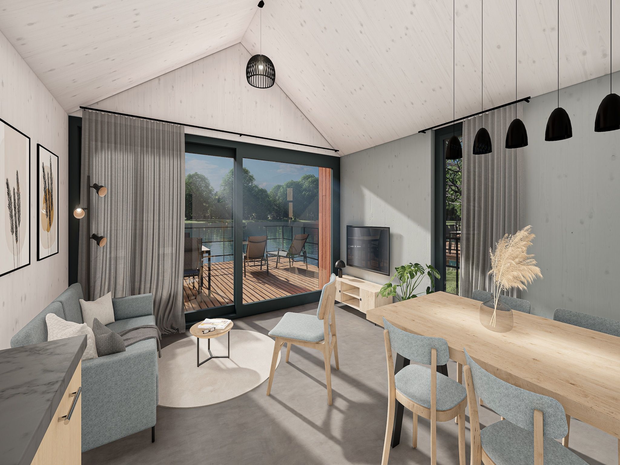 De woonkamer van Vakantiepark Klein Vink 24 in Arcen