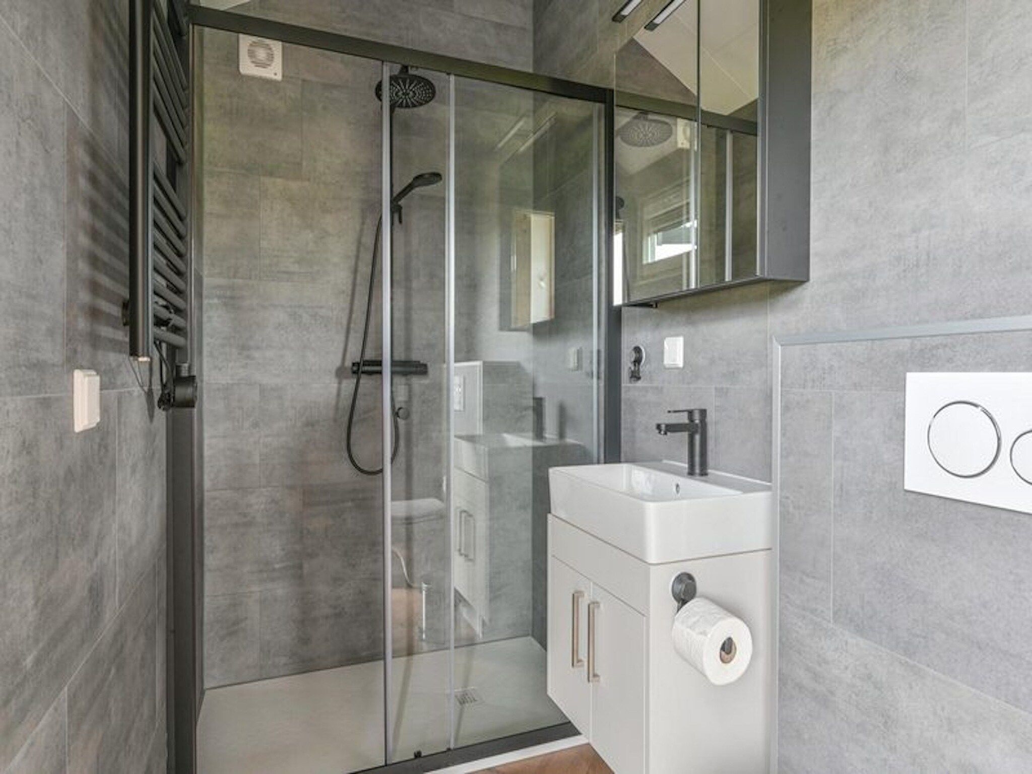 De badkamer van Resort Drentse Weelde 1 in Hoogersmilde