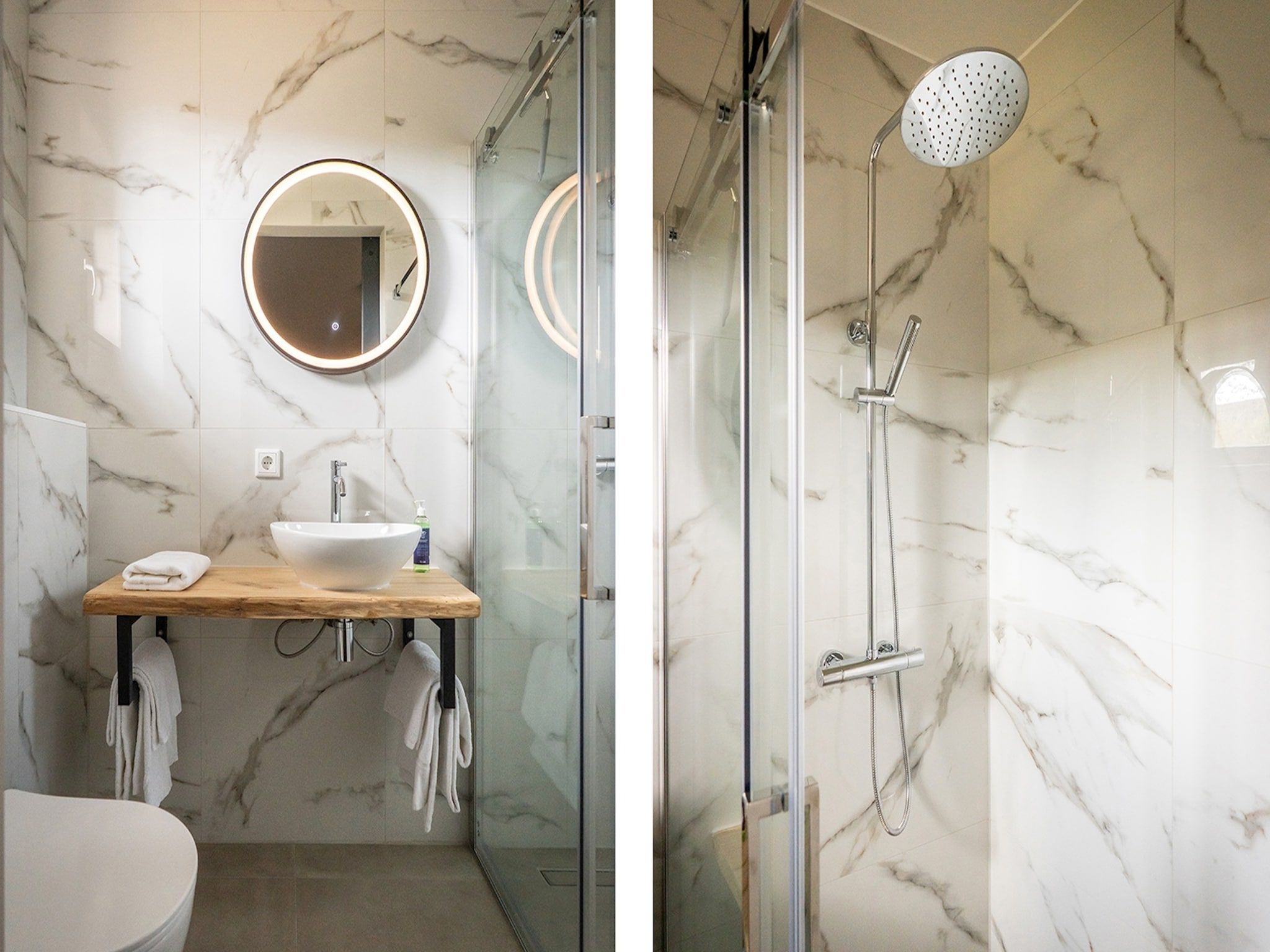 De badkamer van Vakantiepark 't Eibernest Texel 8 in De Cocksdorp