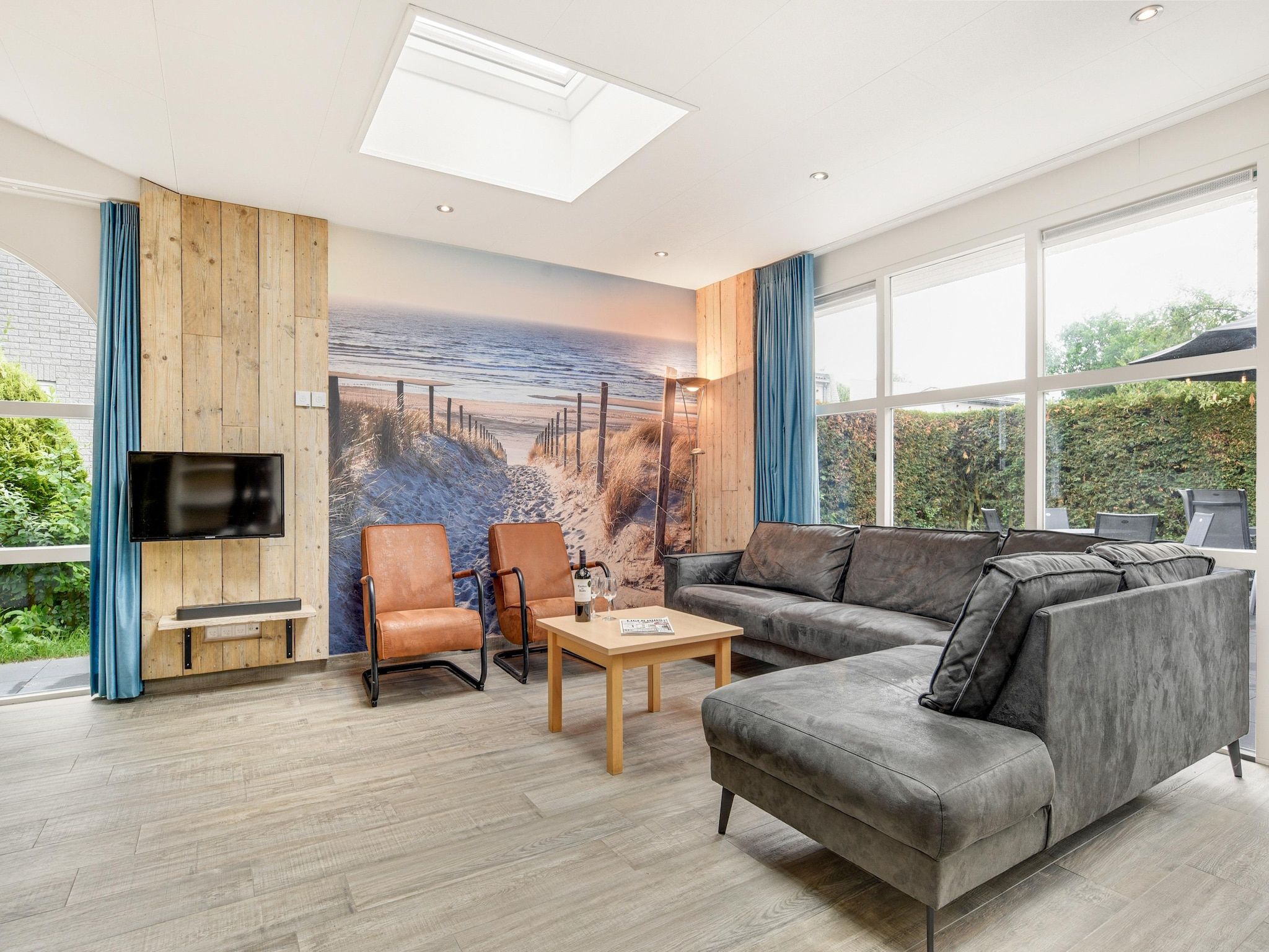 De woonkamer van Parc Port Greve 1 in Brouwershaven