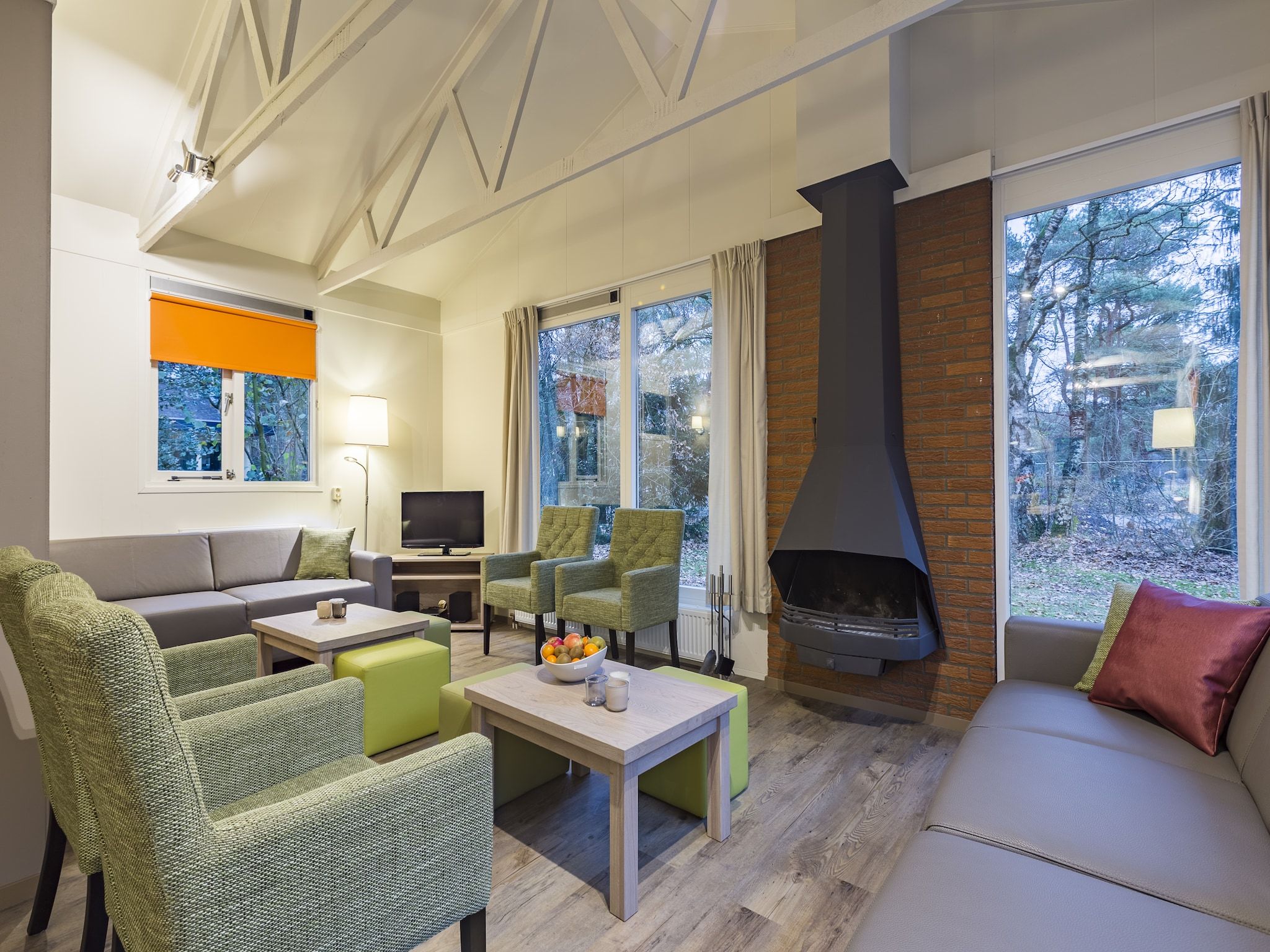 De woonkamer van Parc Heihaas 1 in Putten