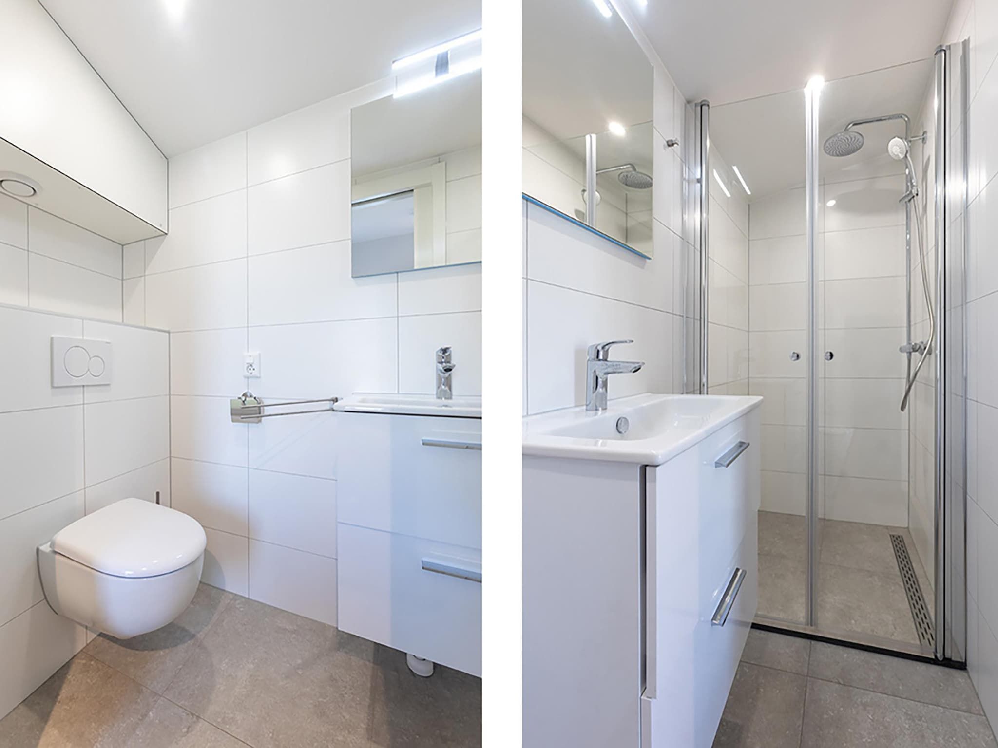 De badkamer van Docklodge 16 in Delfstrahuizen