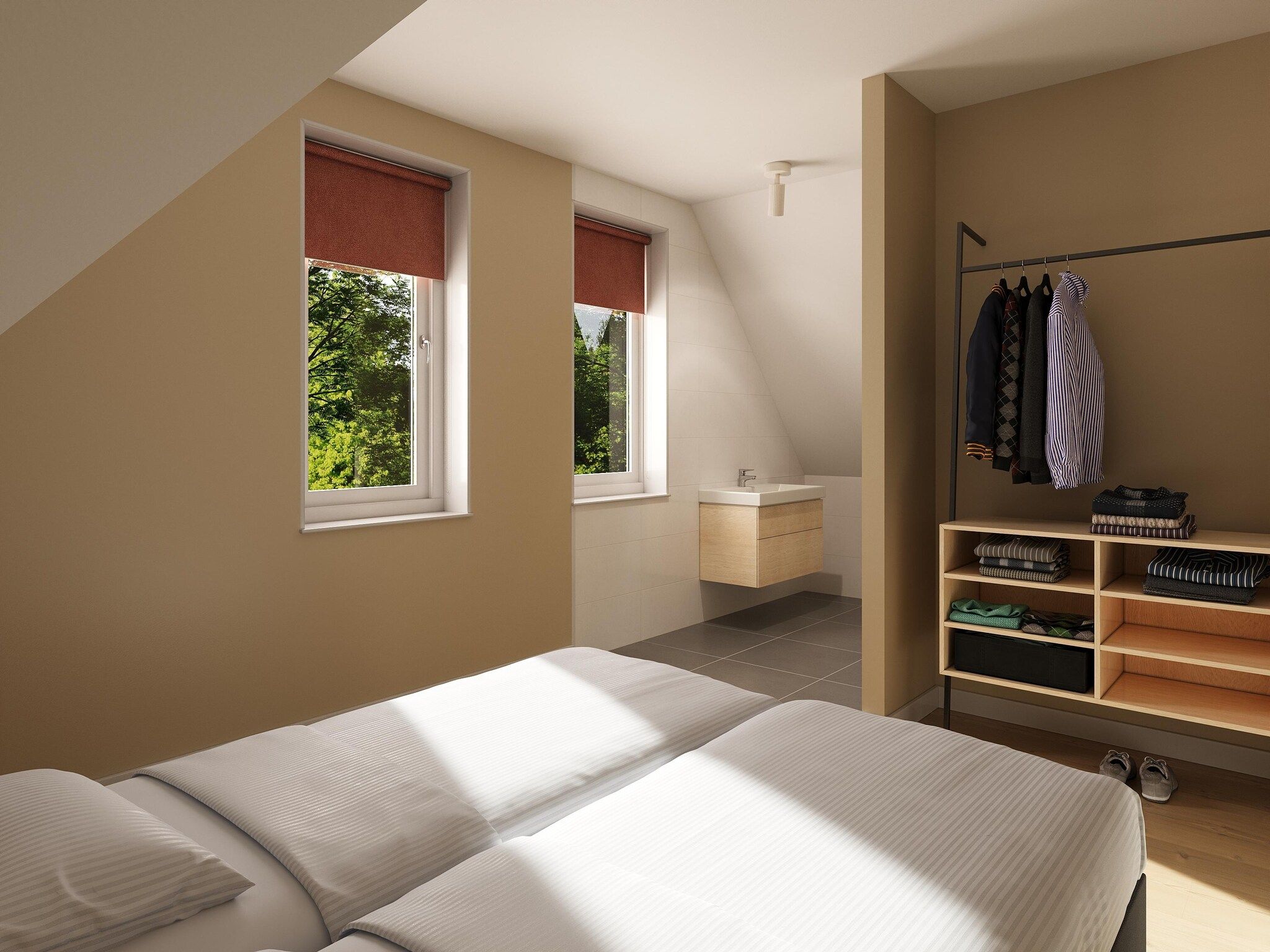 Een slaapkamer van Vooroeverhuys Wellness in PS Opperdoes