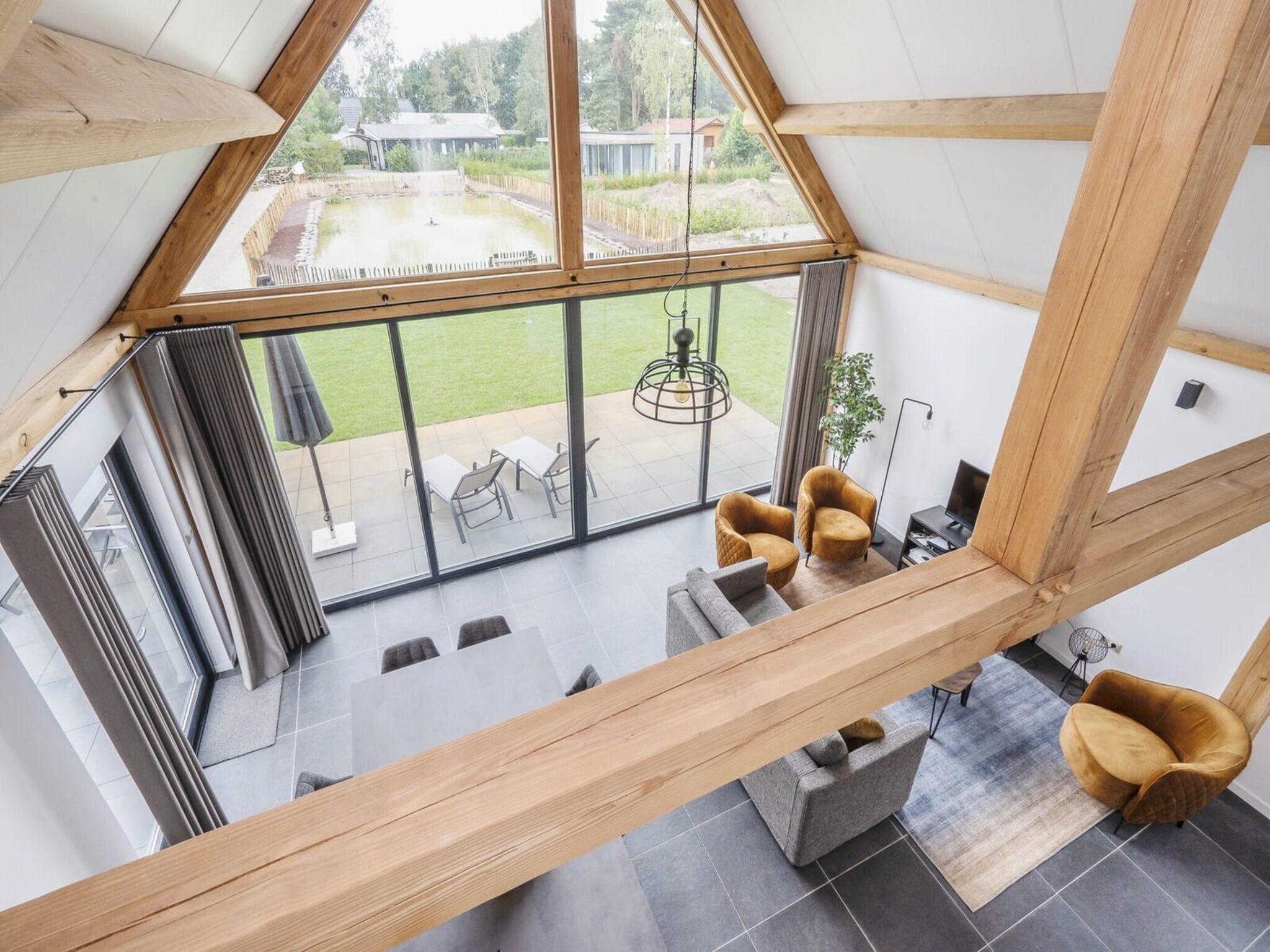 De woonkamer van Farm Lodge 687 in Baarle-nassau