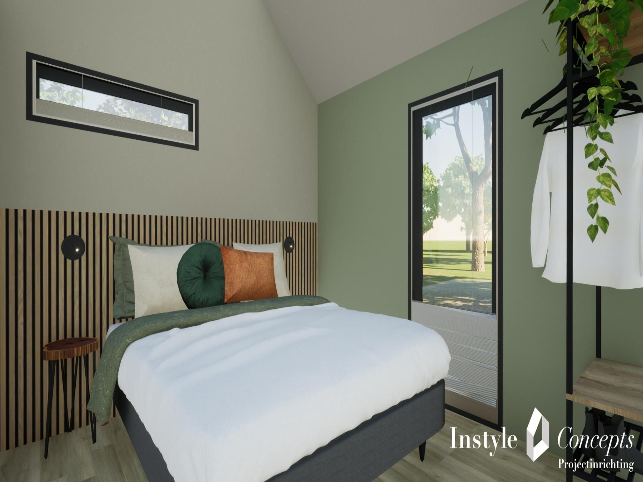 Een slaapkamer van Cosy Lodge | 6 persoons in Balkbrug