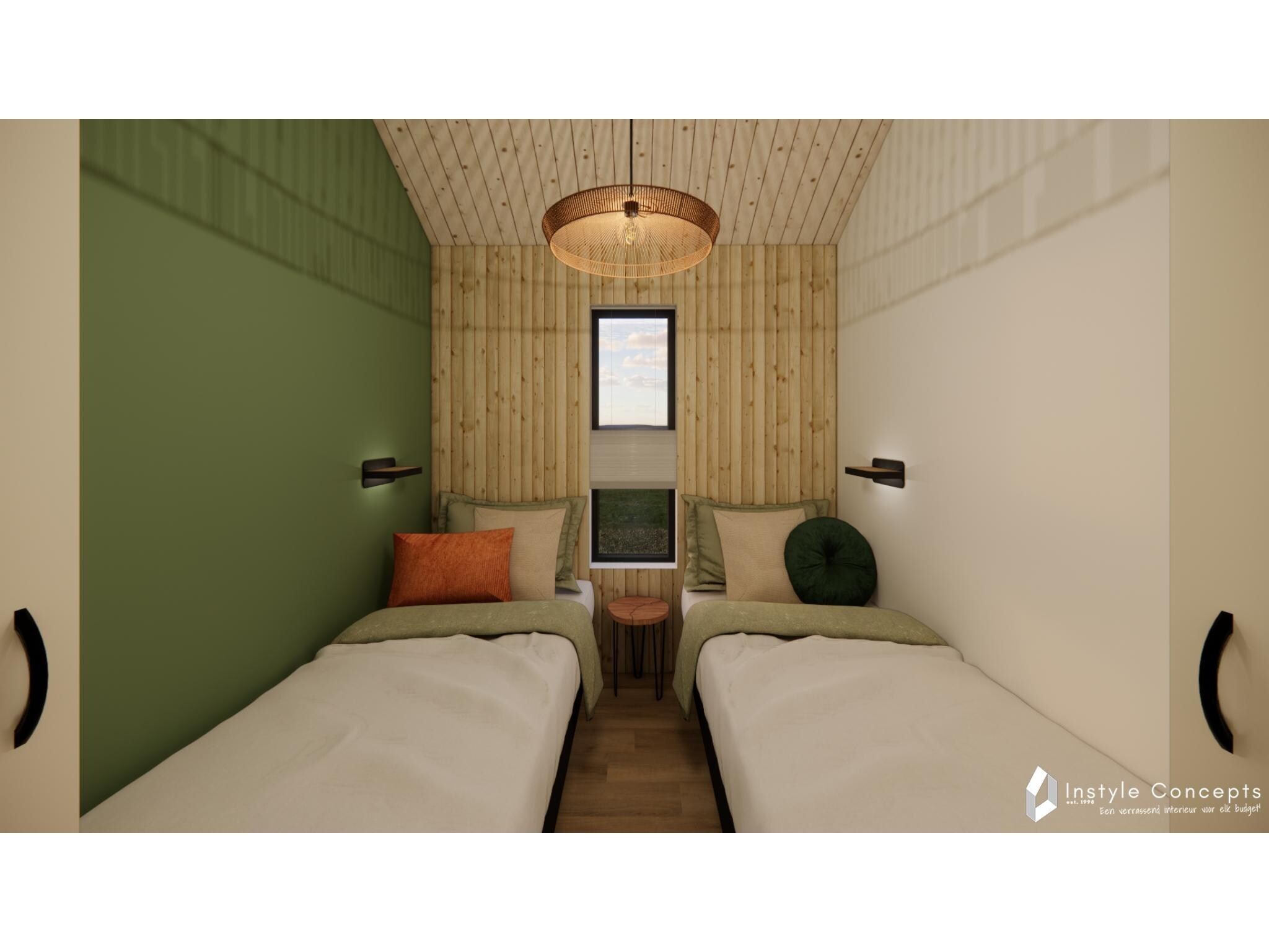 Een slaapkamer van Reestdal lodge | 6 persoons in Balkbrug