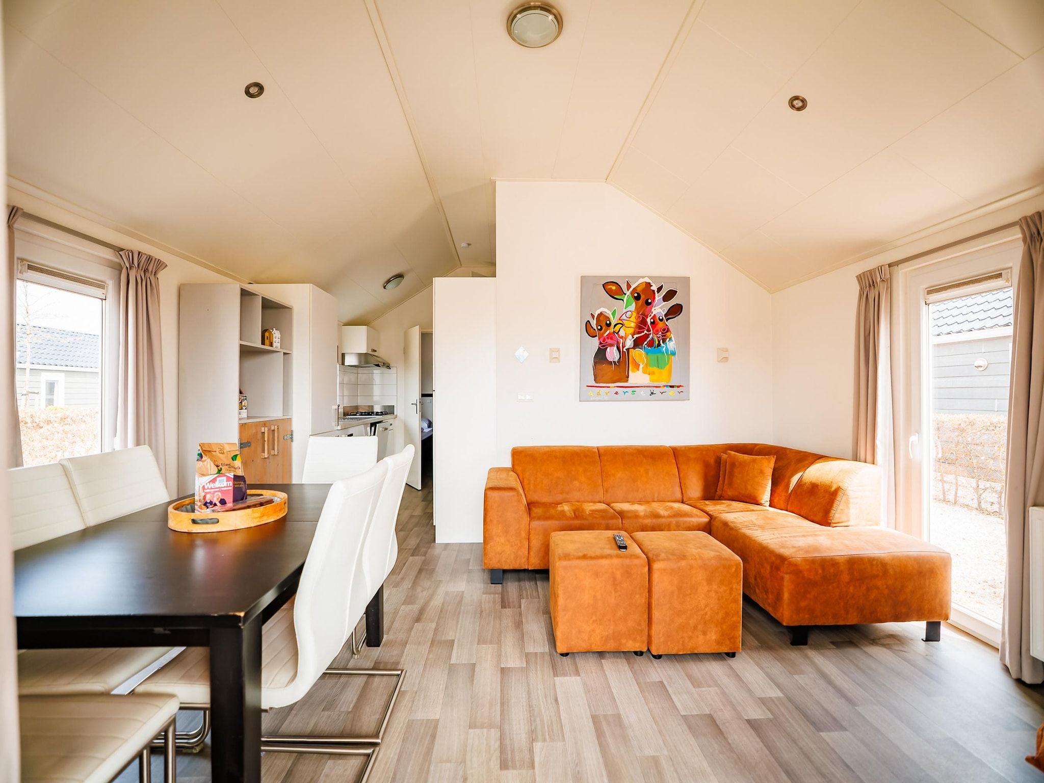 De woonkamer van Vakantiepark Eiland van Maurik 2 in Maurik