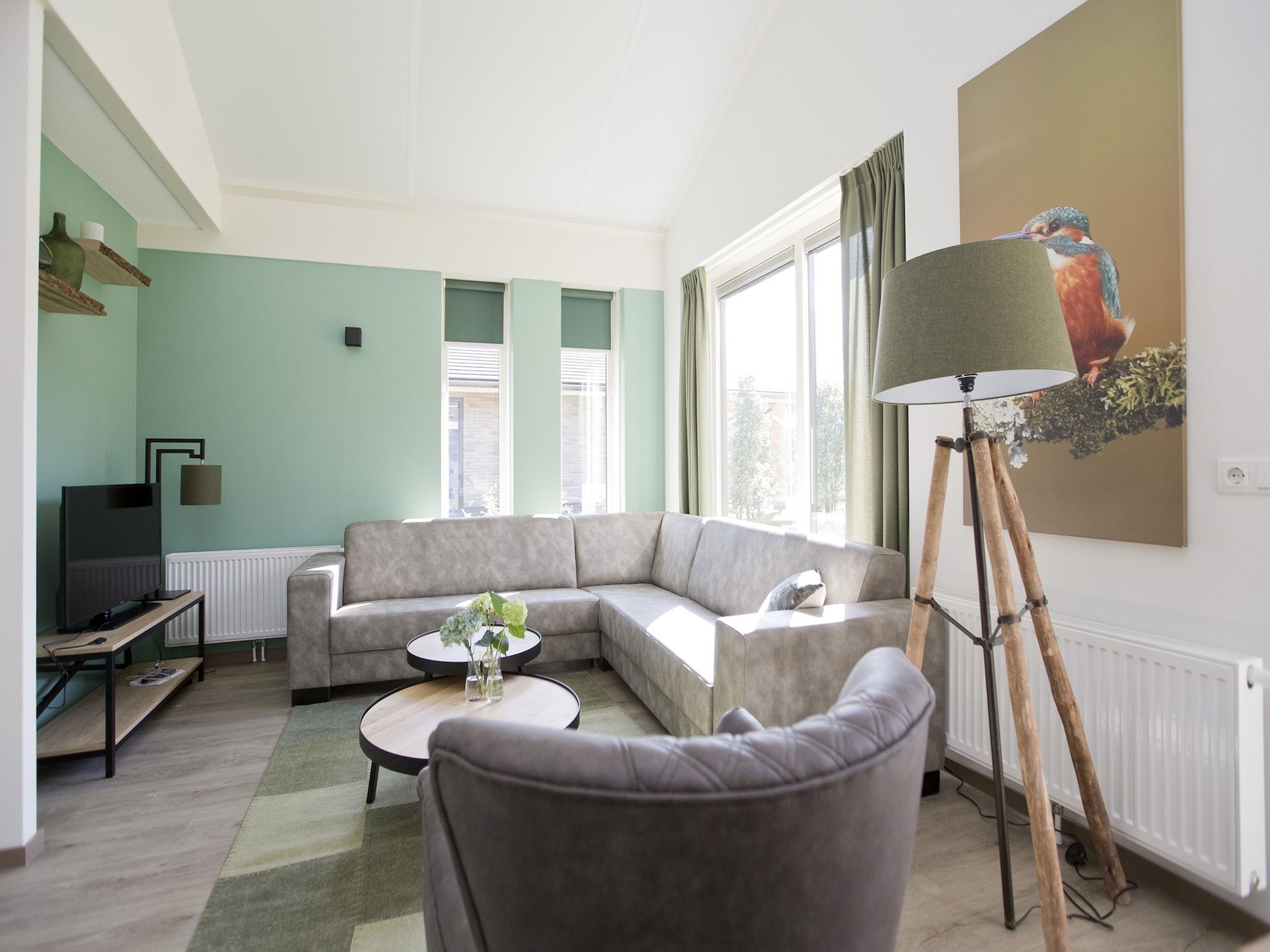 De woonkamer van Landgoed De IJsvogel 7 in Voorthuizen