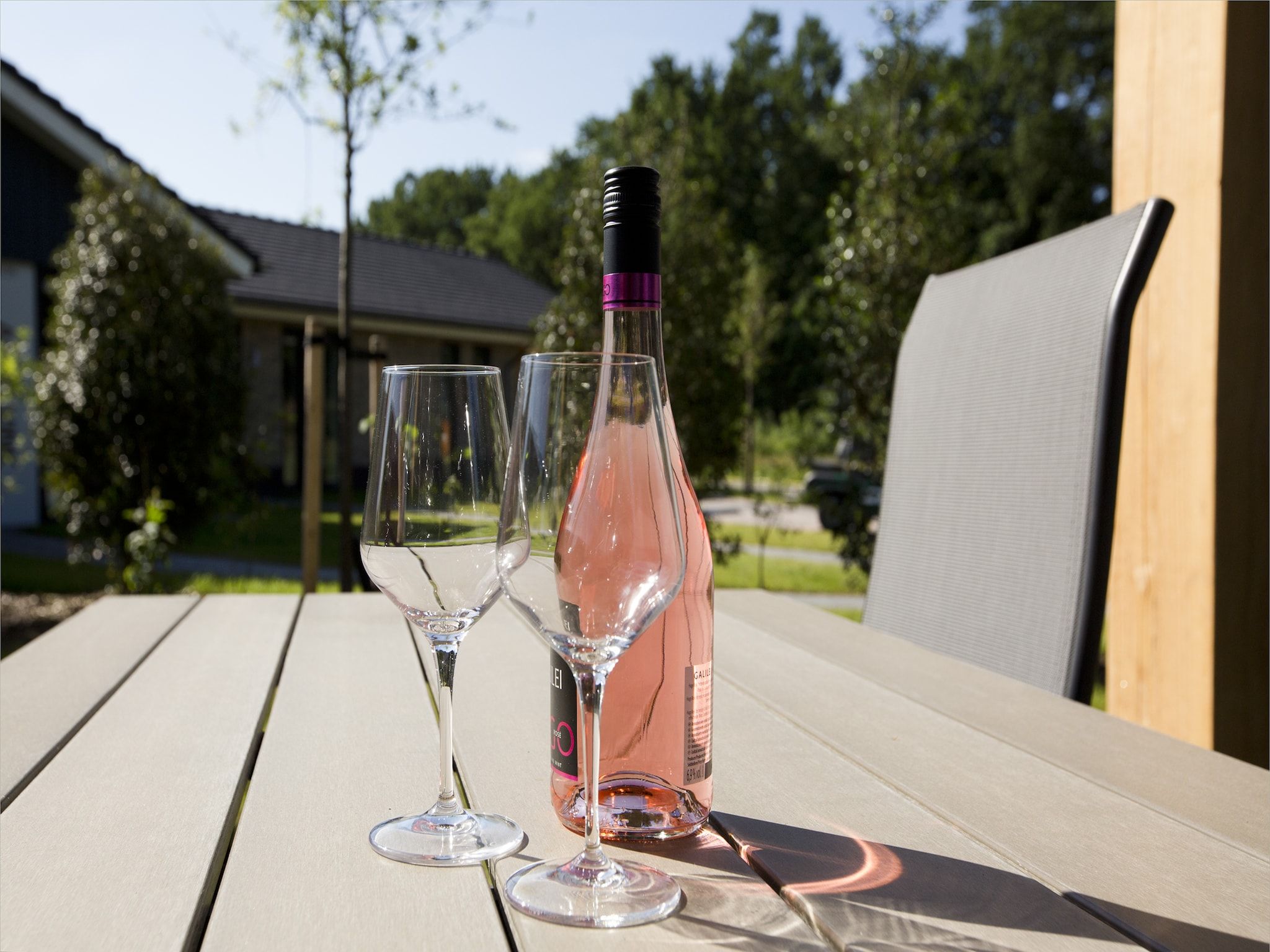 Het terras van Landgoed De IJsvogel 7 in Voorthuizen