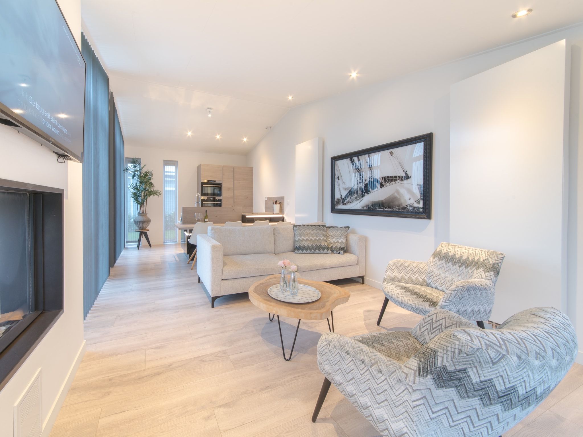 De woonkamer van Water Resort Oosterschelde 13 in Wemeldinge