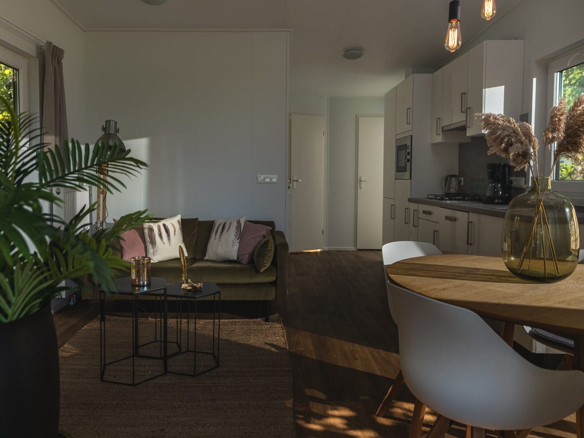 De woonkamer van Vakantiepark Mölke 25 in Zuna