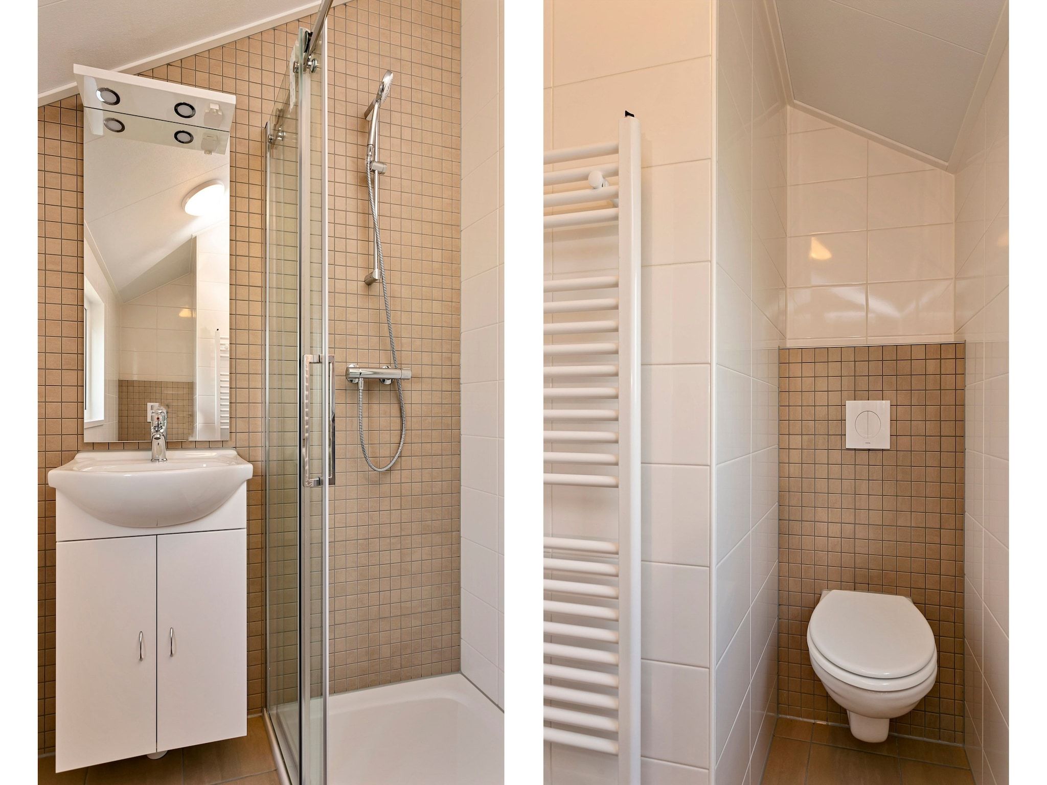 De badkamer van Recreatiepark Tolplas 16 in Hoge Hexel