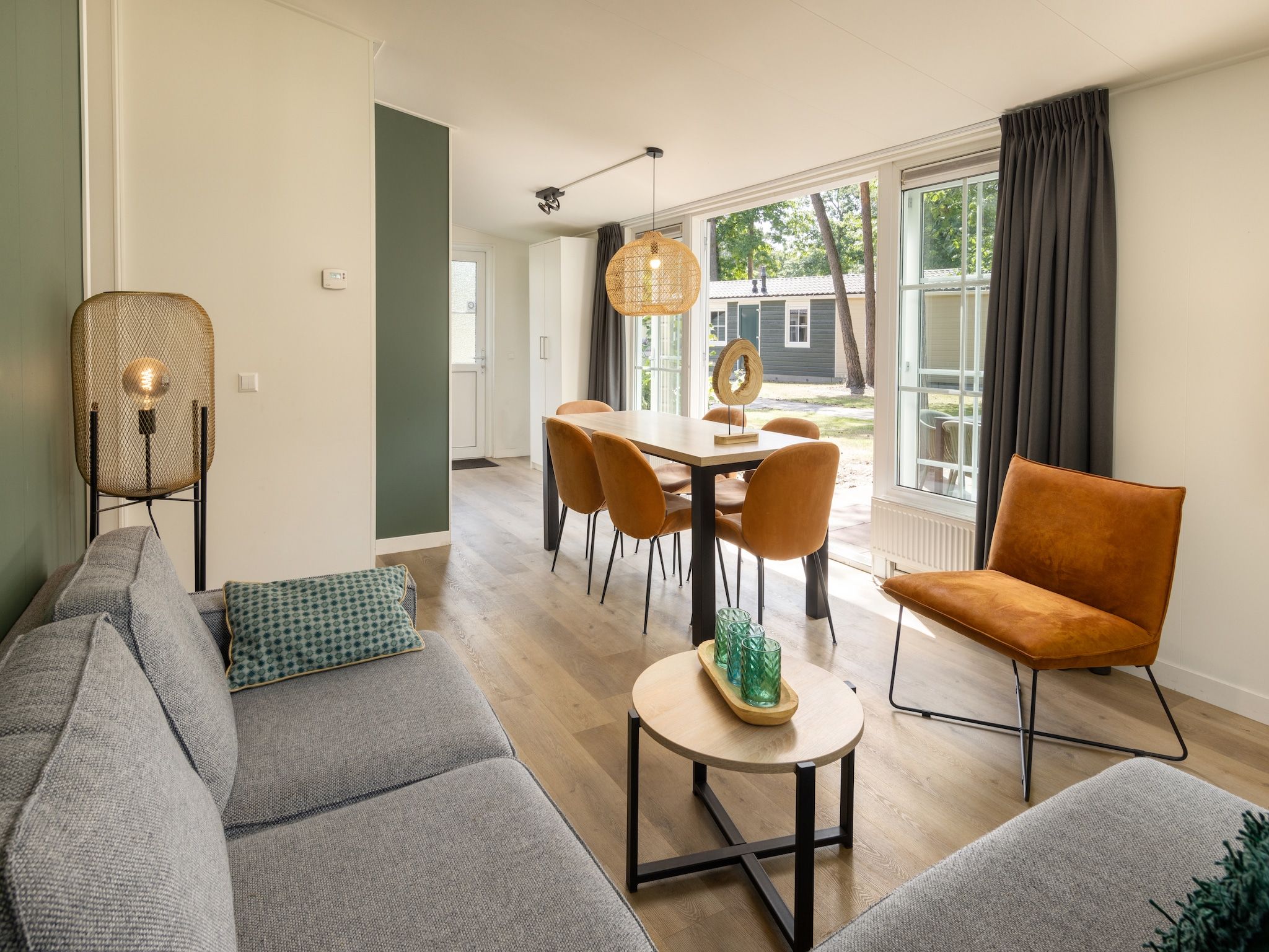 De woonkamer van Park De Peel 2 in Vlierden